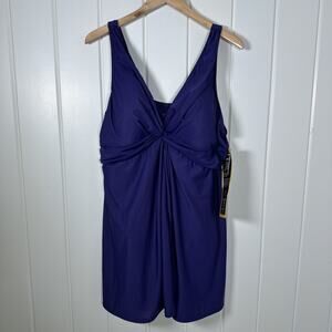 Miraclesuit Women's Plus Size 24W Purple Marais Tummy Control Swim-dress NWT!
